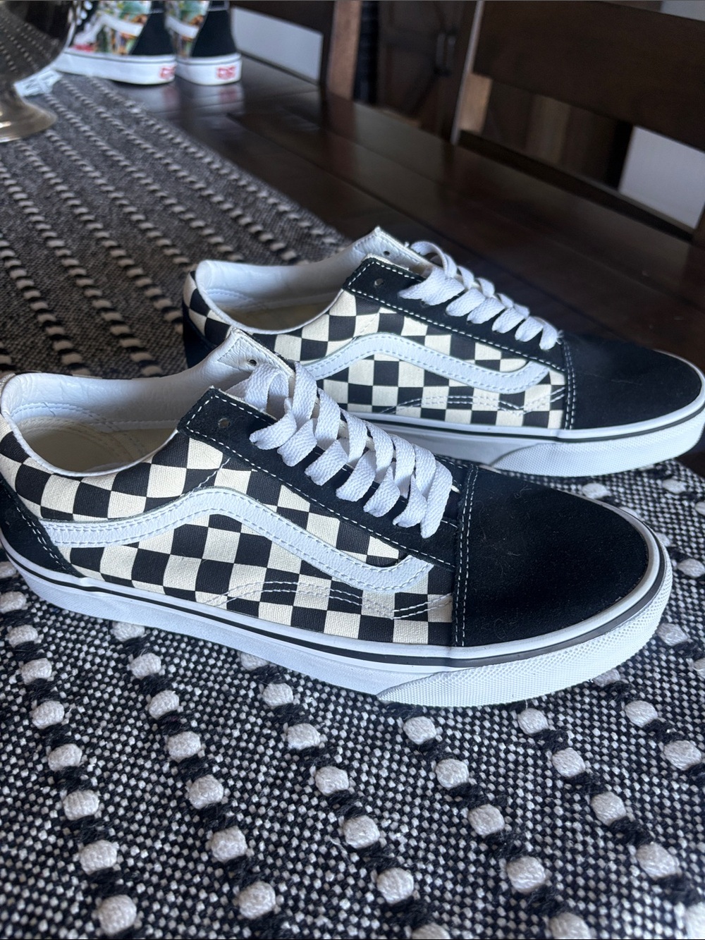 NWOT Vans Checkerboard Old Skool Sneakers - Black & White - Picture 3 of 7